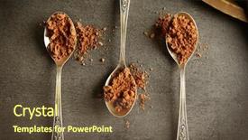  Presentation with cocoa - Slides with metal spoons with cocoa powder background and a tawny brown colored foreground