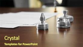  Presentation with stamps - Cool new PPT theme with metal stamps and ink pad backdrop and a tawny brown colored foreground