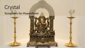  Presentation with ganesha - Slides enhanced with metal statue of ganesha background and a soft green colored foreground