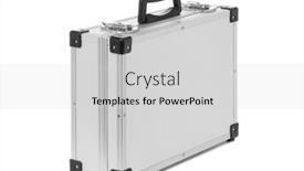  Presentation with suitcase - Presentation theme consisting of metal-suitcase-isolated-on-white background and a light gray colored foreground