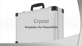  Presentation with suitcase - PPT theme enhanced with metal-suitcase-isolated-on-white background and a light gray colored foreground