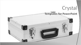  Presentation with suitcase - Slide set with metal-suitcase-isolated-on-white background and a white colored foreground