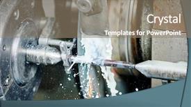  Presentation with metalworking cnc - PPT layouts enhanced with metal surface on grinder machine background and a coral colored foreground