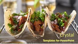  Presentation with taco - Beautiful presentation theme featuring metal-taco-holder-with-three backdrop and a tawny brown colored foreground