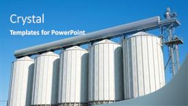  Presentation with farm - Cool new PPT theme with metal-tanks-in-a-farm backdrop and a teal colored foreground