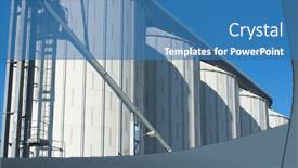  Presentation with farm - Presentation theme having metal-tanks-in-a-farm background and a teal colored foreground