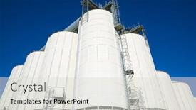  Presentation with farm - Colorful slide set enhanced with metal-tanks-in-a-farm backdrop and a light gray colored foreground
