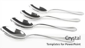  Presentation with spoon - Audience pleasing theme consisting of metal tea spoon isolated backdrop and a  colored foreground