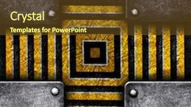  Presentation with stripe - Cool new slides with plus sign - metal template with warning stripe backdrop and a tawny brown colored foreground