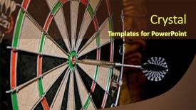  Presentation with dartboard - PPT theme enhanced with metal-tipped-darts-stuck background and a tawny brown colored foreground