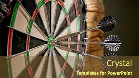  Presentation with dartboard - Presentation consisting of metal-tipped-darts-stuck background and a tawny brown colored foreground