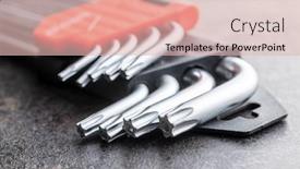  Presentation with metal - PPT theme consisting of metal-torx-screwdrivers-on-black background and a lemonade colored foreground