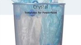  Presentation with bin - PPT theme consisting of metal trash bin from plastic bottles isolated on white background and a light blue colored foreground