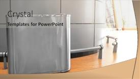  Presentation with metal recycling - Cool new presentation design with metal trash bin indoors recycling concept backdrop and a light gray colored foreground