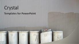  Presentation with new york city - Colorful presentation enhanced with metal trash cans lined up backdrop and a light gray colored foreground