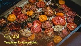  Presentation with garlic - Presentation having metal-tray-with-roasted background and a tawny brown colored foreground