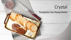 Presentation with metal fabricator - PPT theme consisting of metal tray with toasted bread background and a  colored foreground