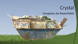  Presentation with plain blue clear sky - Colorful theme enhanced with metal waste container with building backdrop and a light blue colored foreground