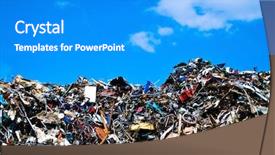 Presentation with waste - Beautiful PPT layouts featuring metal waste on a recycling backdrop and a gray colored foreground