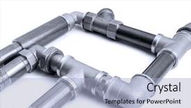  Presentation with water pipe - Beautiful presentation theme featuring metal water pipes backdrop and a light blue colored foreground