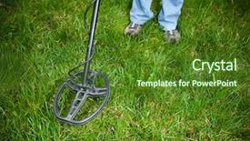  Presentation with metal detector - Audience pleasing slide set consisting of metal with a metal detector backdrop and a tawny brown colored foreground