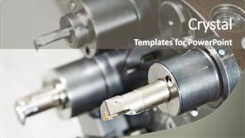  Presentation with lathe - Cool new PPT theme with metal work bore cutting tool backdrop and a gray colored foreground