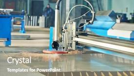  Presentation with sheet industry - Presentation enhanced with metal working plasma laser cutting background and a coral colored foreground