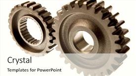  Presentation with connecting - Theme featuring metalic gears - two cogs connecting over white background and a white colored foreground