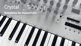  Presentation with analog electronics - Presentation design featuring metallic analog synthesizer close-up background and a gray colored foreground