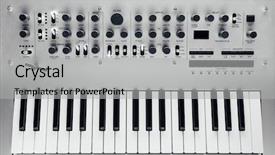  Presentation with analog electronics - Slide set enhanced with metallic analog synthesizer close-up background and a light gray colored foreground
