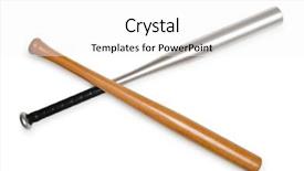  Presentation with base - PPT layouts consisting of metallic base - baseball bat isolated on white background and a white colored foreground