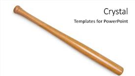  Presentation with baseball - Beautiful presentation theme featuring metallic base - baseball bat isolated on white backdrop and a white colored foreground