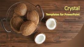  Presentation with crack - PPT theme featuring metallic crack - metal basket with coconuts background and a tawny brown colored foreground