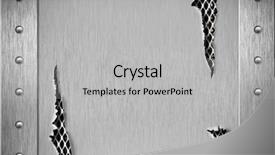  Presentation with armor - PPT theme having metallic crack - torn metal armor with rivets background and a light gray colored foreground