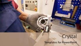  Presentation with insulation worker harassment workplace - Theme with metallic detail with calipers background and a coral colored foreground
