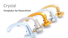  Presentation with metallic - PPT layouts with metallic-door-handles-on-white background and a white colored foreground