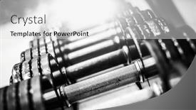  Presentation with metallic - Slide set having metallic-dumbbells-in-a-row background and a white colored foreground