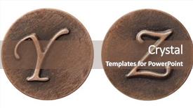 Presentation with alphabet - PPT layouts with metallic font - aged metal vintage alphabet letters background and a tawny brown colored foreground