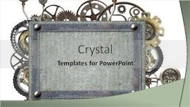  Presentation with metallic - Slide set with metallic-frame-with-vintage-machine background and a light gray colored foreground
