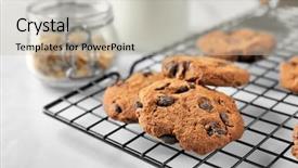  Presentation with cookies - PPT theme enhanced with metallic free - delicious oatmeal cookies with chocolate background and a  colored foreground