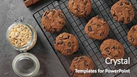  Presentation with cookies - Slide set with metallic free - delicious oatmeal cookies with chocolate background and a  colored foreground
