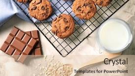  Presentation with cookies - Slide deck enhanced with metallic free - delicious oatmeal cookies with chocolate background and a lemonade colored foreground