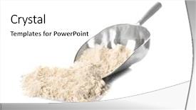  Presentation with coconut - Slide set consisting of metallic free - metal scoop with coconut flour background and a white colored foreground