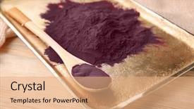  Presentation with acai - Amazing PPT theme having metallic free - metal tray with acai powder backdrop and a  colored foreground