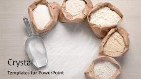  Presentation with flour - PPT theme having metallic free - paper bags with different types background and a light gray colored foreground