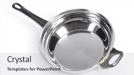  Presentation with paella pan of rice - PPT layouts enhanced with metallic frying pan on isolated background and a light gray colored foreground