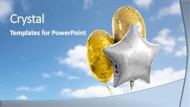  Presentation with white gold birthday - PPT layouts with metallic gold and silver helium background and a teal colored foreground