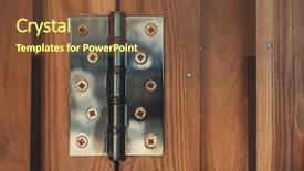  Presentation with metallic - Amazing theme having metallic hinge on wooden door closeup view backdrop and a tawny brown colored foreground