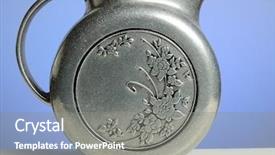  Presentation with floral - Cool new slide deck with metallic jug with a floral backdrop and a gray colored foreground