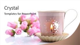  Presentation with white flowers - PPT layouts with metallic lantern and artificial flower background and a white colored foreground